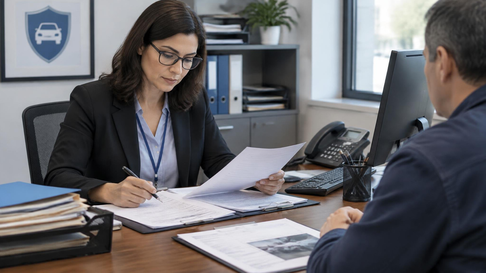 claims adjuster at desk